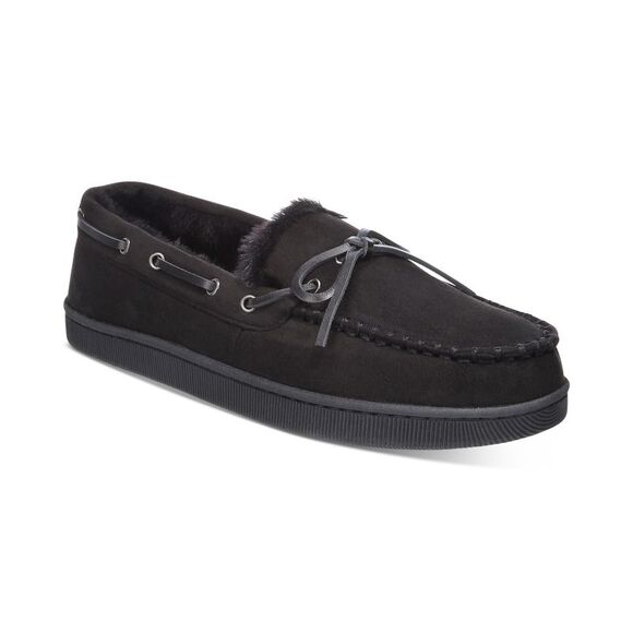 Club Room Men's Moccasin Slippers in Black-Small 6-7 - Picture 5 of 5